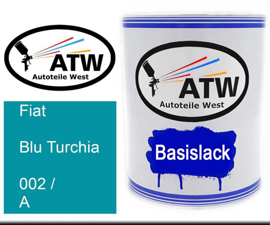 Fiat, Blu Turchia, 002 / A: 1L Lackdose, von ATW Autoteile West.